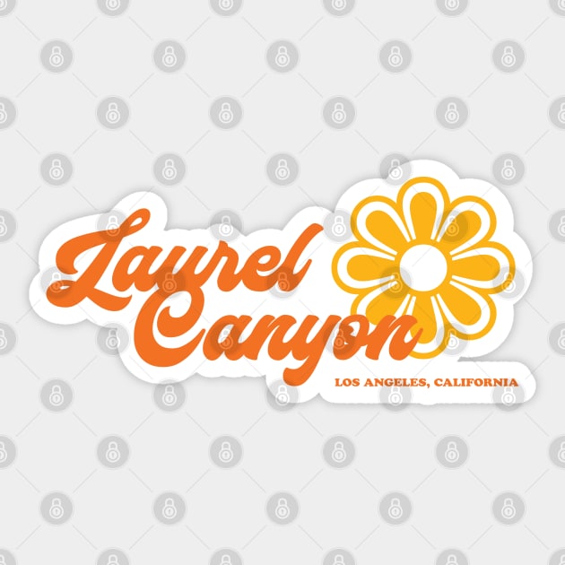 Retro Laurel Canyon flower logo - orange Sticker by retropetrol